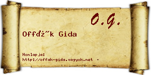 Offák Gida névjegykártya